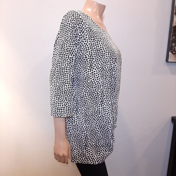 3/$20 In Every Story 3/4 Sleeve Top Womens Plus Size 0X Black White Dotted Twist - Picture 7 of 10